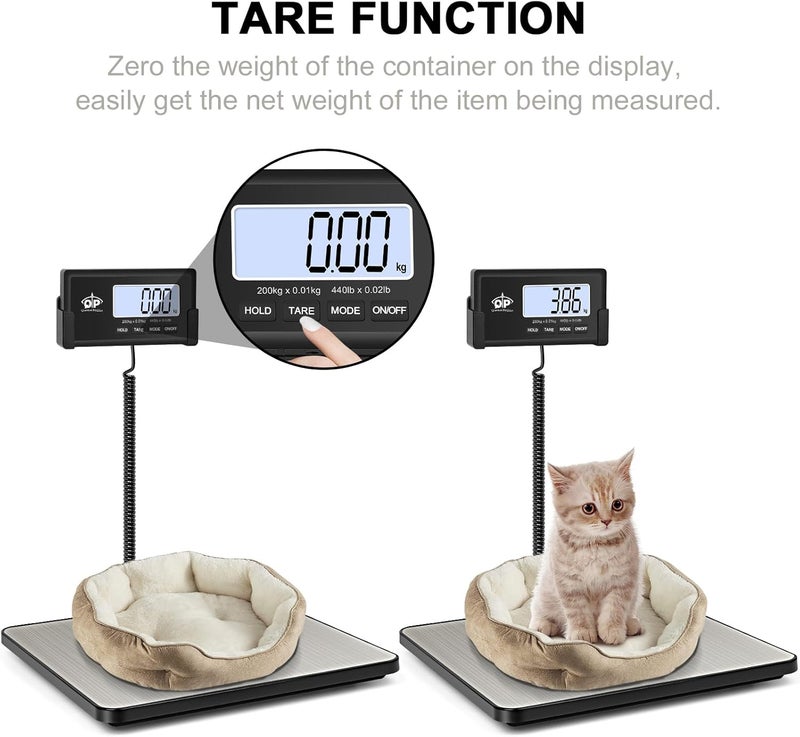 QP Shipping Scale, 440 lb/0.35 oz High Accuracy Digital Postal Scale, Postage Scale, Hold/Tare Function, Auto Off LCD Display, Lightweight Scale for Packages/Luggage/Pet, Battery & AC Adapter Included - Image 5